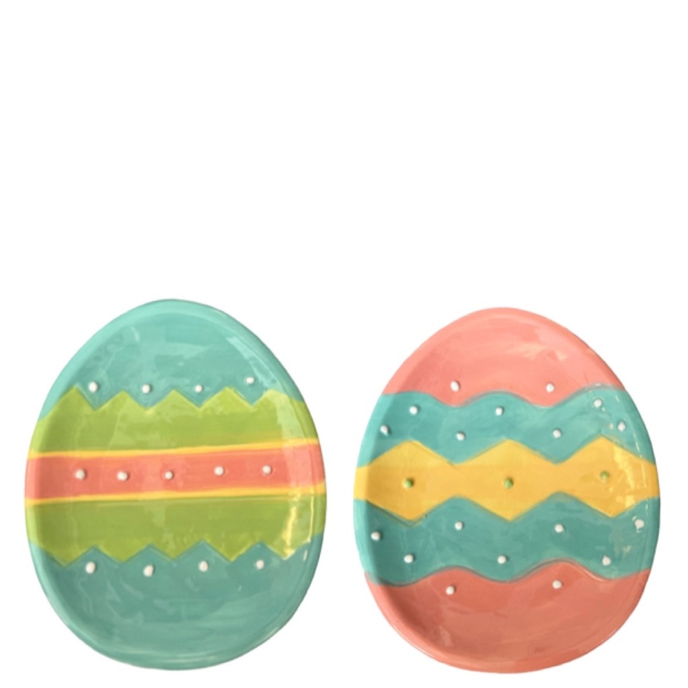NEW Johanna Parker Easter Dottie Egg Plate Set of Two
